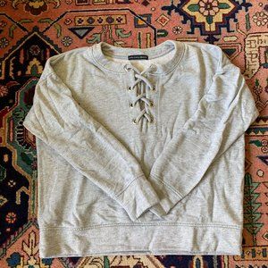 Gray Lace Up Sweatshirt